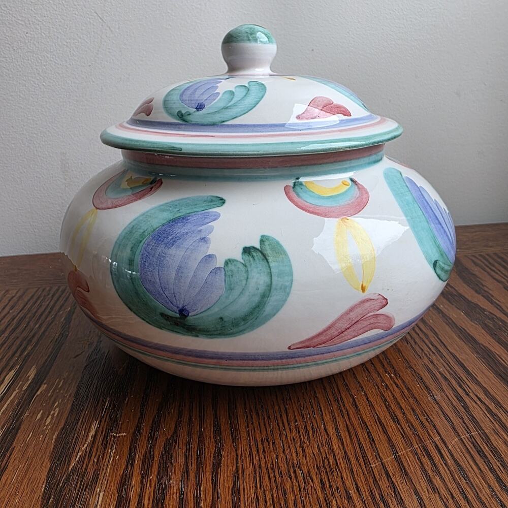 Vintage Vietri Colore Cookie Jar Made in Italy 1986 Pastels‎ Spring Nostalgia